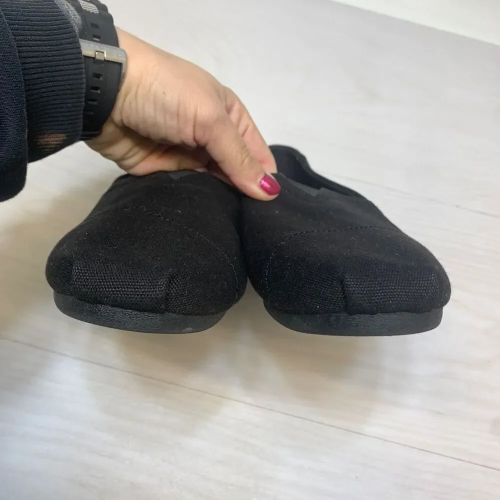Womens TOMS Canvas Slip On Black Comfort Classic Lightweight‎  US Size 10